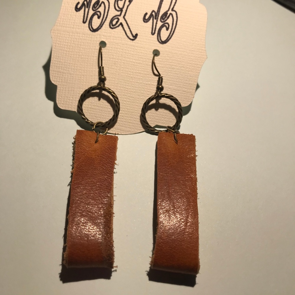 Tan Leather Earrings